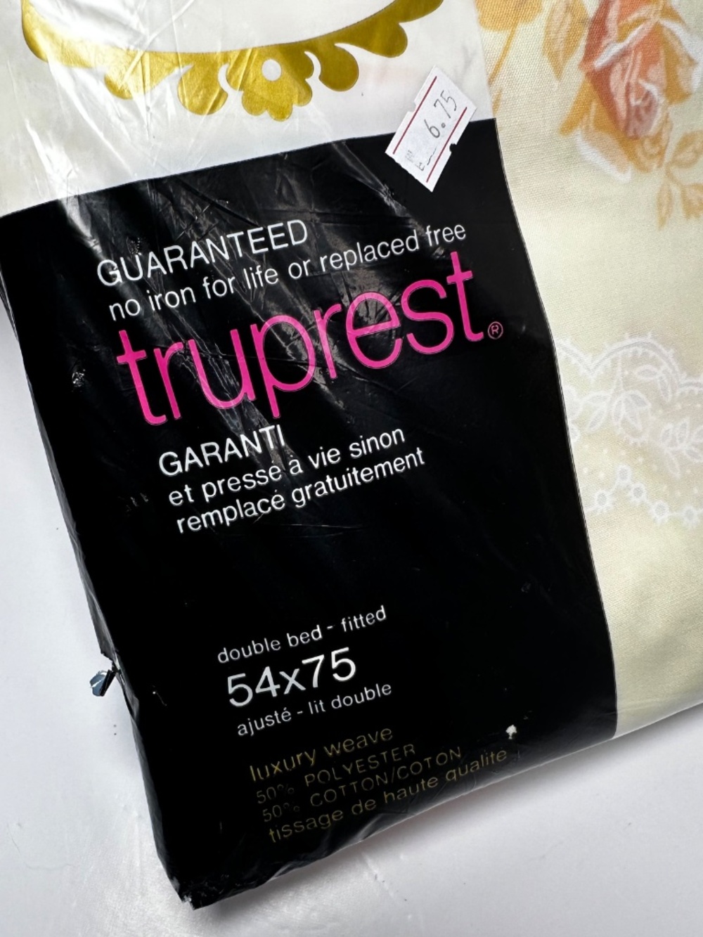 Vintage Tex-Made Truprest Double Fitted Sheet + 2 Pillowcases Floral NOS - Picture 2 of 11
